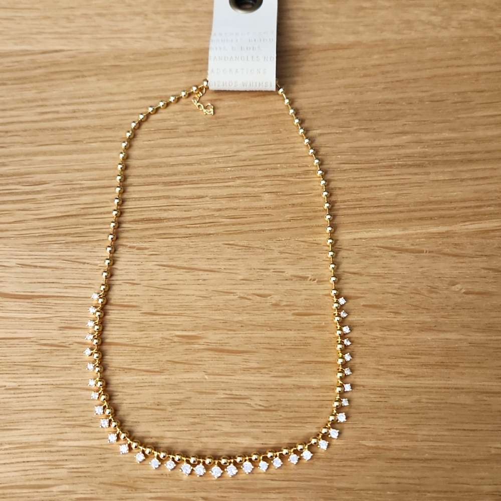 Anthropologie Dangling Beaded Crystal Necklace - NWT